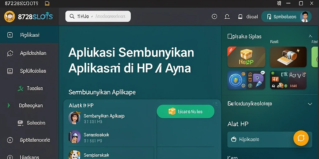 Tampilan antarmuka aplikasi Sembunyikan Aplikasi 8728SLOTS yang user-friendly.