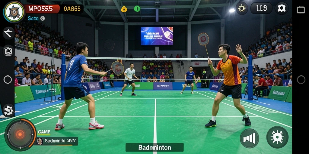 Screenshot MPO555 menunjukkan gameplay Badminton yang mengasyikkan dan grafis luar biasa.
