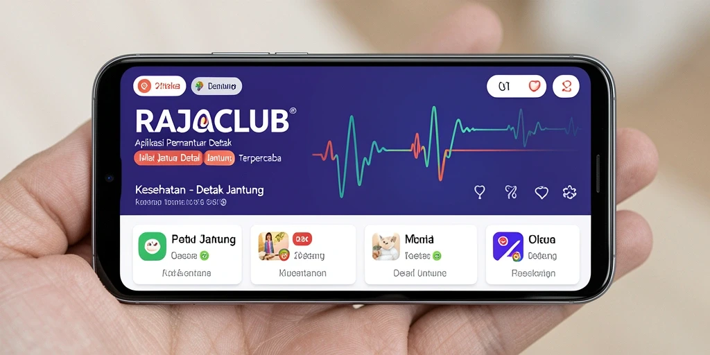 Antarmuka aplikasi RAJACLUB untuk pemantauan detak jantung.