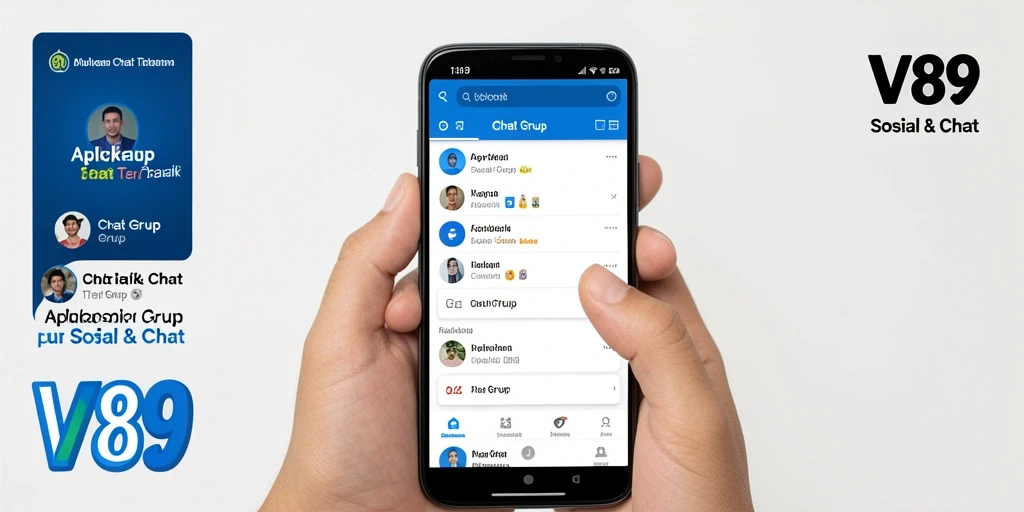 Tampilan antarmuka aplikasi V89 untuk Chat Grup yang intuitif dan menarik.
